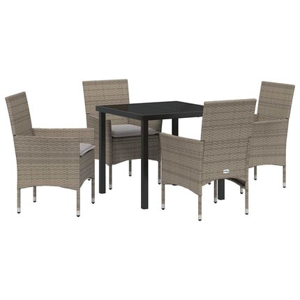 Trädgårdsmöbelset med kudde 5 pcs Grå konstrotting