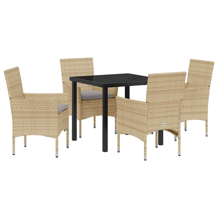 Trädgårdsmöbelset med kudde 5 pcs Beige konstrotting