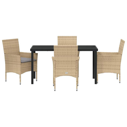 Trädgårdsmöbelset med kudde 5 pcs Beige konstrotting