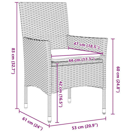 Trädgårdsmöbelset med kudde 9 pcs Beige konstrotting