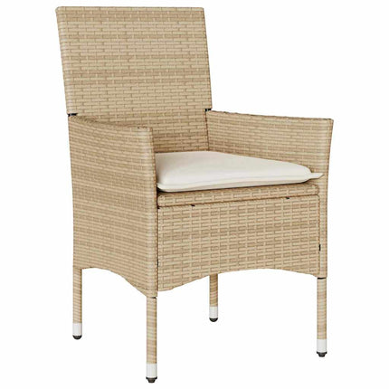Trädgårdsmöbelset med kudde 3 pcs Beige konstrotting