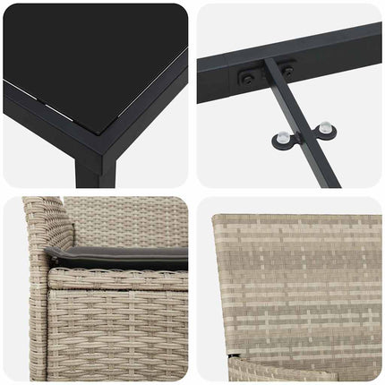 Trädgårdsmöbelset med kudde 3 pcs Ljusgrå konstrotting