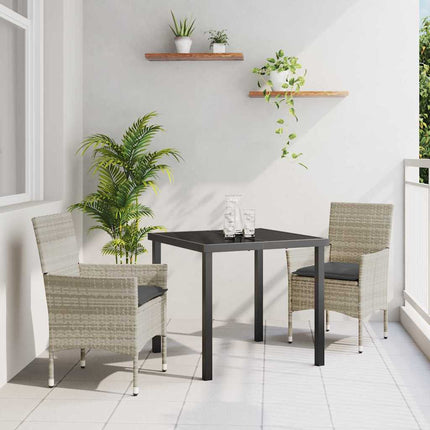 Trädgårdsmöbelset med kudde 3 pcs Ljusgrå konstrotting