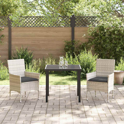 Trädgårdsmöbelset med kudde 3 pcs Ljusgrå konstrotting