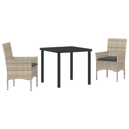 Trädgårdsmöbelset med kudde 3 pcs Ljusgrå konstrotting