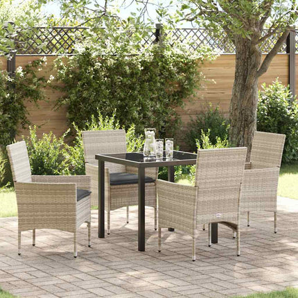 Trädgårdsmöbelset med kudde 5 pcs Ljusgrå konstrotting
