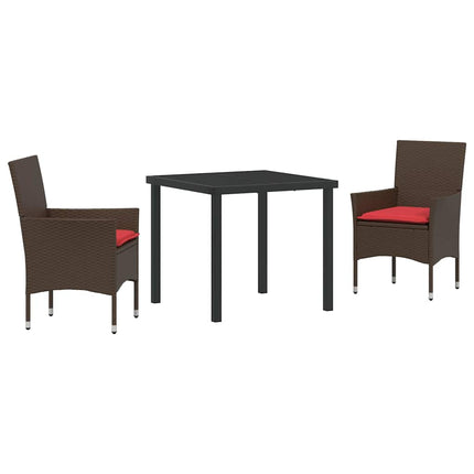 Bord- och stolset med kudde 3 pcs Brun PE Rattan