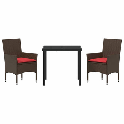 Bord- och stolset med kudde 3 pcs Brun PE Rattan