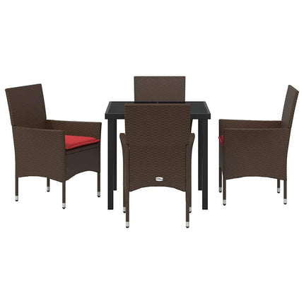 Bord- och stolset med kudde 5 pcs Brun PE Rattan