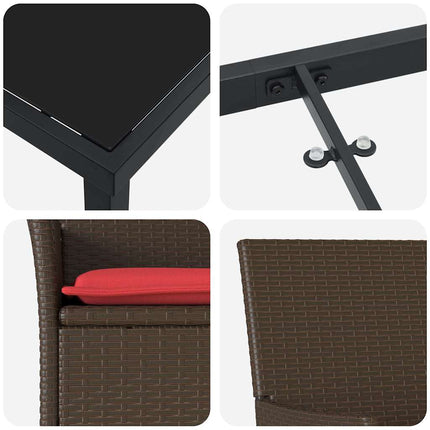Bord- och stolset med kudde 5 pcs Brun PE Rattan