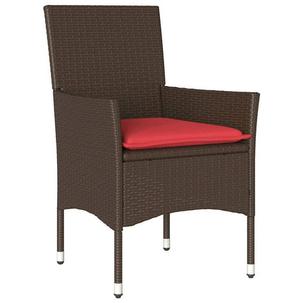 Bord- och stolset med kudde 5 pcs Brun PE Rattan