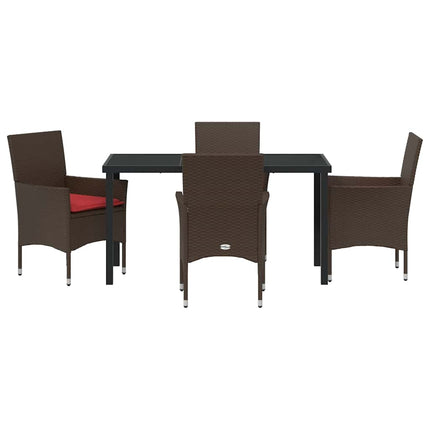 Bord- och stolset med kudde 5 pcs Brun PE Rattan