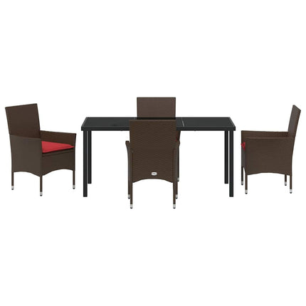 Bord- och stolset med kudde 5 pcs Brun PE Rattan