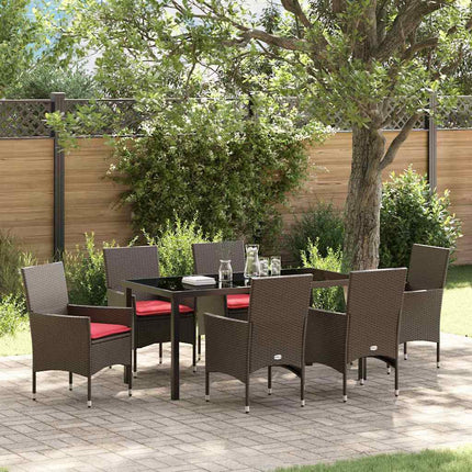 Bord- och stolset med kudde 7 pcs Brun PE Rattan