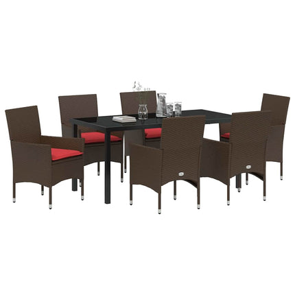 Bord- och stolset med kudde 7 pcs Brun PE Rattan
