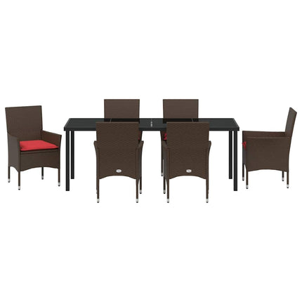 Bord- och stolset med kudde 7 pcs Brun PE Rattan