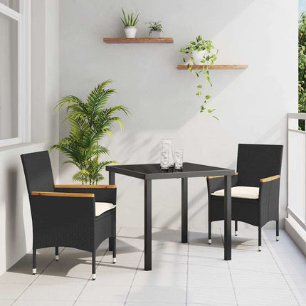 Trädgårdsmöbelset med kudde 3 pcs Svart konstrotting
