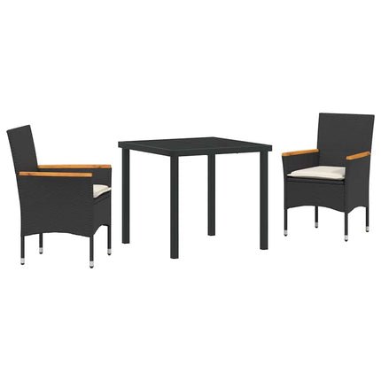 Trädgårdsmöbelset med kudde 3 pcs Svart konstrotting