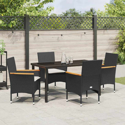 Trädgårdsmöbelset med kudde 5 pcs Svart konstrotting