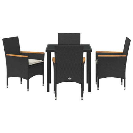 Trädgårdsmöbelset med kudde 5 pcs Svart konstrotting