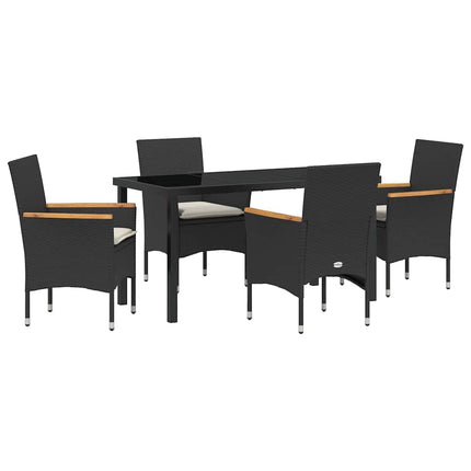 Trädgårdsmöbelset med kudde 5 pcs Svart konstrotting