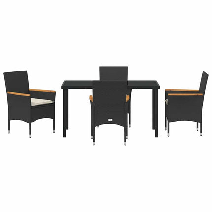 Trädgårdsmöbelset med kudde 5 pcs Svart konstrotting
