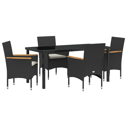 Trädgårdsmöbelset med kudde 5 pcs Svart konstrotting