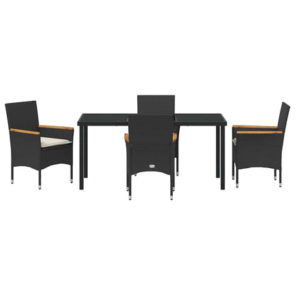 Trädgårdsmöbelset med kudde 5 pcs Svart konstrotting