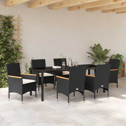 Trädgårdsmöbelset med kudde 7 pcs Svart konstrotting