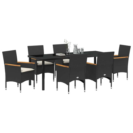 Trädgårdsmöbelset med kudde 7 pcs Svart konstrotting