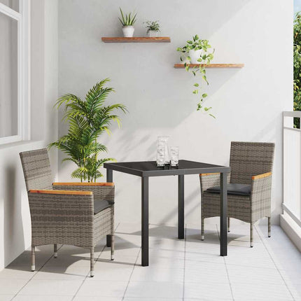 Trädgårdsmöbelset med kudde 3 pcs Grå konstrotting