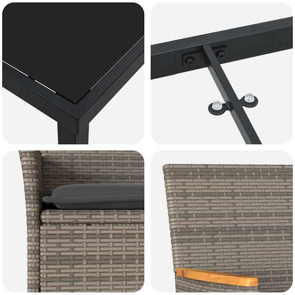 Trädgårdsmöbelset med kudde 7 pcs Grå konstrotting