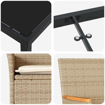 Trädgårdsmöbelset med kudde 3 pcs Beige konstrotting