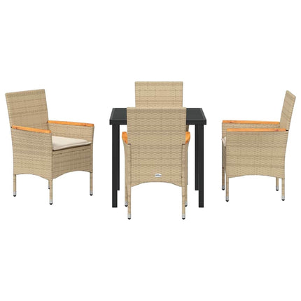Trädgårdsmöbelset med kudde 5 pcs Beige konstrotting