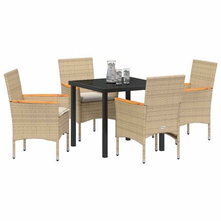 Trädgårdsmöbelset med kudde 5 pcs Beige konstrotting
