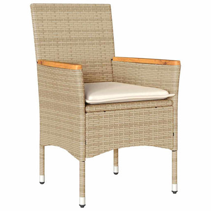 Trädgårdsmöbelset med kudde 7 pcs Beige konstrotting