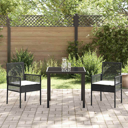 Trädgårdsmöbelset med kudde 3 pcs Svart konstrotting