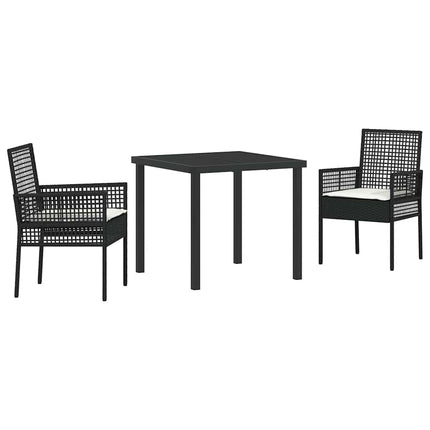 Trädgårdsmöbelset med kudde 3 pcs Svart konstrotting