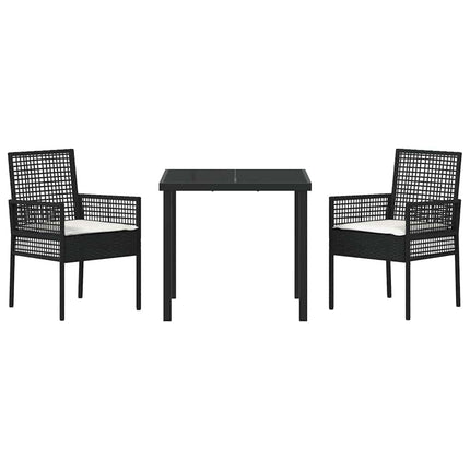 Trädgårdsmöbelset med kudde 3 pcs Svart konstrotting