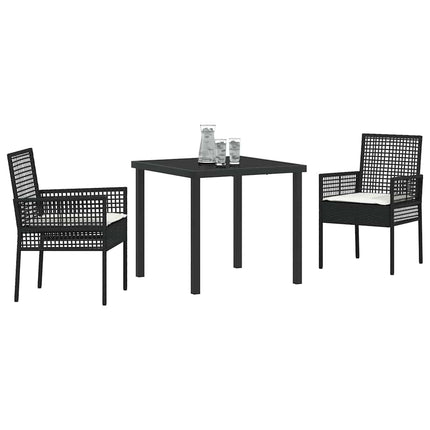 Trädgårdsmöbelset med kudde 3 pcs Svart konstrotting