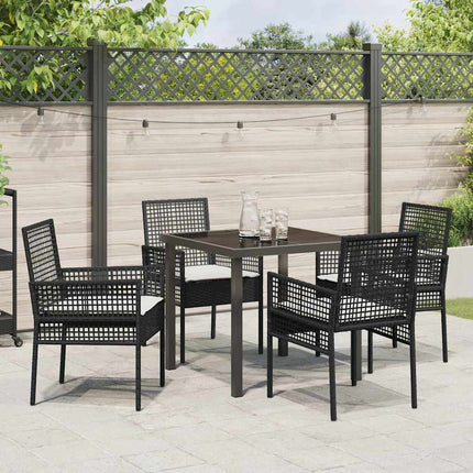 Trädgårdsmöbelset med kudde 5 pcs Svart konstrotting