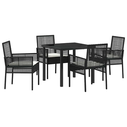 Trädgårdsmöbelset med kudde 5 pcs Svart konstrotting