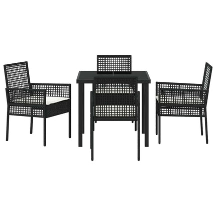 Trädgårdsmöbelset med kudde 5 pcs Svart konstrotting