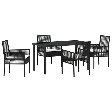 Trädgårdsmöbelset med kudde 5 pcs Svart konstrotting