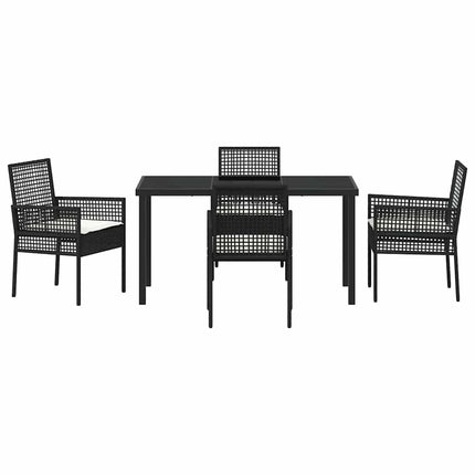 Trädgårdsmöbelset med kudde 5 pcs Svart konstrotting