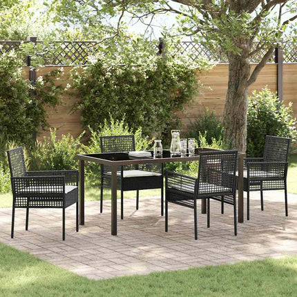 Trädgårdsmöbelset med kudde 5 pcs Svart konstrotting