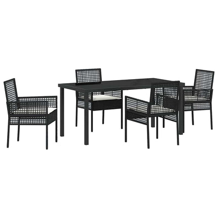 Trädgårdsmöbelset med kudde 5 pcs Svart konstrotting