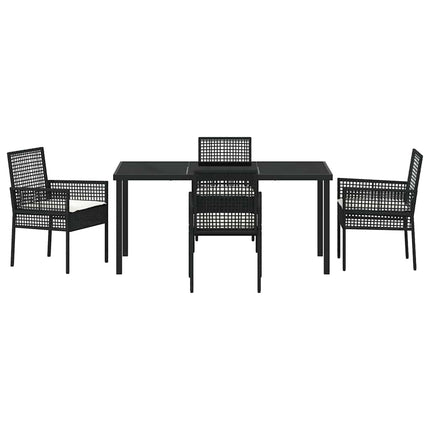 Trädgårdsmöbelset med kudde 5 pcs Svart konstrotting