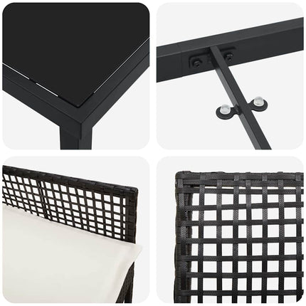 Trädgårdsmöbelset med kudde 7 pcs Svart konstrotting