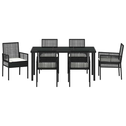 Trädgårdsmöbelset med kudde 7 pcs Svart konstrotting
